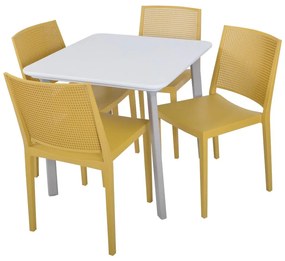 Жълт пластмасов градински стол Grid – Rojaplast