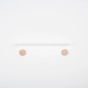 Стенен рафт от бяла стомана с детайли от дъбово дърво с 2 куки , дължина 50 см Hook - Gazzda