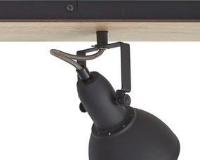 Таванен прожектор черен с дърво 4 светлини, въртящ се и накланящ се - Jakub