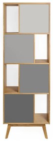 Сив шкаф за книги в дъб 65x191 cm Avon - Woodman