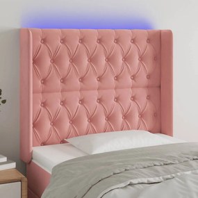 3124431 vidaXL LED горна табла за легло, розова, 103x16x118/128 см, кадифе
