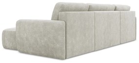 Кремав шенилов разтегателен ъглов диван с място за съхранение (U форма) Lilo – Makamii