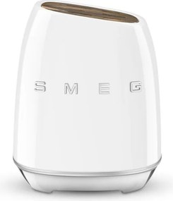 Комплект ножове със стойка SMEG KBSF02WH, 7 части, Слотове от акациево дърво, Немска неръждаема стомана, Бял