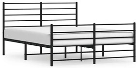 352336 vidaXL Метална рамка за легло с горна и долна табла, черна, 135x190 см