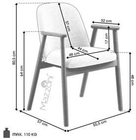 РОДЭРИЦ Ляттэ Бэигэ (тъкан Монза 60)/рамка от избелен омаслен дъб - ДЪРВЕН СТОЛ БУКЛЕ ЗА ВСЕКИДНЕВНА ТРАПЕЗАРИЯ КУХНЯ РЕТРО