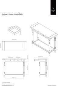Конзолна маса от масивен бор в цвят слонова кост 35x96 cm Heritage – Premier Housewares