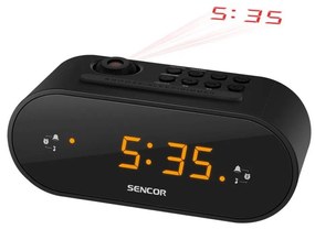 Sencor - Радио будилник с LED дисплей и проектор 5W/230V 1xCR2032 черен