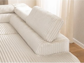 Кремав ъглов диван от рипсено кадифе (десен ъгъл L форма) Marbeya – Ropez