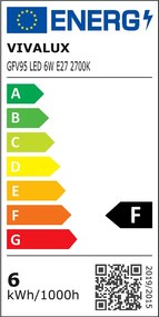 LED крушка VIVALUX FLICK VINTAGE LED, 6W, ø95, E27, 2700K