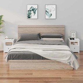 813712 vidaXL Нощни шкафчета, 2 бр, бели, 40x35x49 см, борово дърво масив