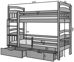 Двуетажно легло Payet-200 x 90-Grafitis