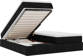 3311236 vidaXL Османска легло с матраци, черно, 160x200 см, плат