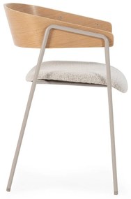 Светлосиви/в естествен цвят тапицирани трапезни столове в комплект с подлакътници 2 бр. Cora – MOME