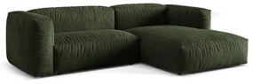 Зелен кадифен модулен ъглов диван (десен ъгъл) Martina – Micadoni