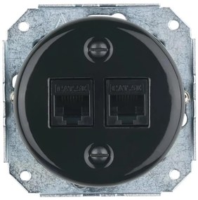 Bohemia-Design - Порцеланова ретро Ethernet розетка без рамка 2x CAT5e черна