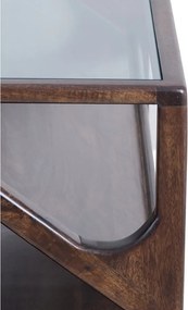 Конзолна маса със стъклен плот в тъмно естествен цвят 41x119 cm Yuki – Light &amp; Living