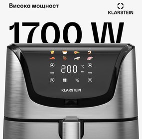 Klarstein Фритюрник с горещ въздух AeroVital Deluxe, 1700 W, 8 програми, включително аксесоари| 200°C, Таймер