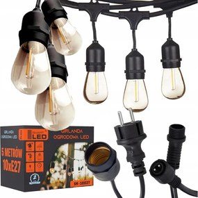 LED външен декоративен гирлянд 10xE27/1W/230V 6,44 m IP44 черен