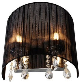 Класически стенен аплик хром с черен абажур - Ann-Kathrin 2