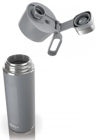 Термос Ninja DW2401EUUKGY, 700 мл, Подходящ и за газирани напитки, Тройна термоизолация, Без BPA, Топло до 8ч, Студено до 24ч, Сив