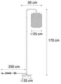 Смарт подова лампа бамбук с WiFi ST64 - Yvonne