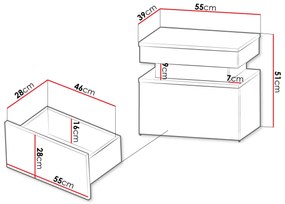 Нощно шкафче Glossa 1S със LED-Leuko Gualistero