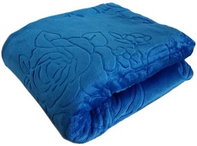 Висококачествено дебело синьо акрилно одеяло с релефен модел Ширина: 160 см | Дължина: 210 см
