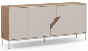 Кремавo-естествен скрин от декор от дъб 180x80x40 cm Lilou – Marckeric