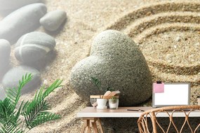 Самозалепващ фототапет – Зен камък във формата на сърце