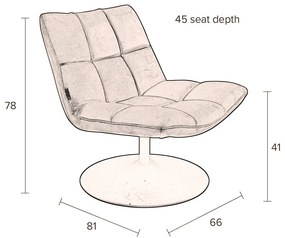 Кадифено кресло в цвят горчица Bar - Dutchbone