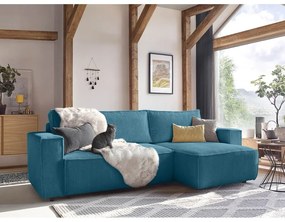 Тюркоаз сгъваем ъглов диван от рипсено кадифе Nihad – Bobochic Paris