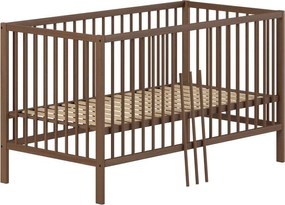 Кафяво детско креватче 70x140 cm от масивен бук с подвижна странична част/с регулируема височина Dino – Vipack