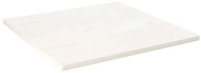 824386 vidaXL Плот за маса, бял, 70x70x2,5 см, бор масив, квадратен