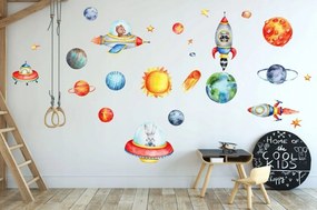 Цветен детски стикер за стена с космически мотив 100 x 200 cm