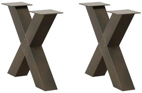 4012959 vidaXL Крака за масичка за кафе, X-образни, 2 бр., естествена стомана, 50 x (42-43) см, стомана