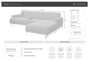 Антрацитно сив ъглов диван , ляв ъгъл Puzo - MESONICA