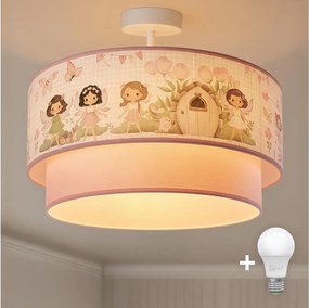 Brilagi - LED детски плафон BOBO 1xE27/60W/230V Ø 40 см розов/феи