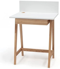 Бяло бюро с основа от ясенова дървесина, дължина 65 cm Luka - Ragaba