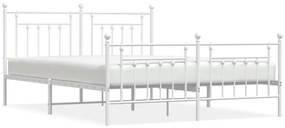 353607 vidaXL Метална рамка за легло с горна и долна табла, бяла, 160x200 см