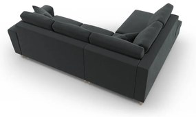 Тъмносив кадифен разтегателен ъглов диван с място за съхранение (ляв ъгъл/L форма) Kyoto – Cosmopolitan Design