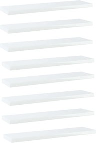 805133 vidaXL Рафтове, 8 бр, бял гланц, 40x10x1,5 см, инженерно дърво