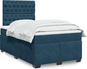 3290892 vidaXL Боксспринг легло с матрак, синьо, 120x200 см, кадифе