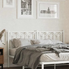 376212 vidaXL Метална резервна табла за легло, бяла, 160 см