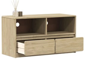 377597 vidaXL ТВ шкаф SAUDA, дъб, 99x43x55 см, бор масив
