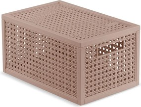 Сиво-розова кутия за съхранение с капак от рециклирана пластмаса 19x30x15 cm Kaya – Curver