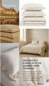 Бежово двойно удължено спално бельо от памук Renforcé 240x220 cm Amalia Striped – Mila Home Luxury