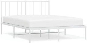 352531 vidaXL Метална рамка за легло с горна табла, бяла, 150x200 см