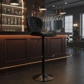 Регулируем на височина въртящ се бар стол с облегалка Черен