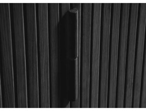 Черен шкаф в дъбов декор с плъзгащи се врати 113x90 cm Cavo - Unique Furniture