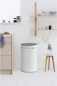 Кош за боклук Brabantia Touch Bin New 649729, 40 л, Безшумно и плавно затваряне, Плосък гръб, Бял